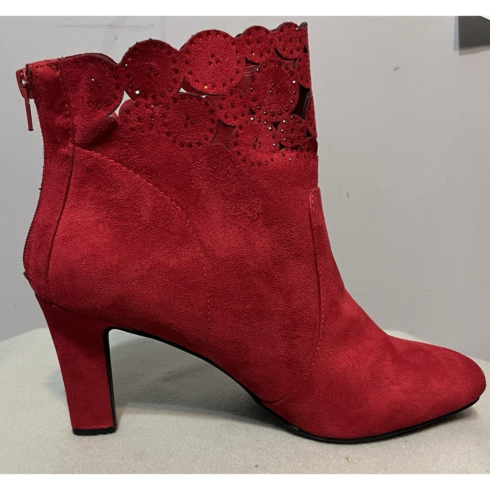 IMPO TARRID Women's Scarlett Red Faux Suede Ankle Boots, Size 11M - Picture 7 of 11